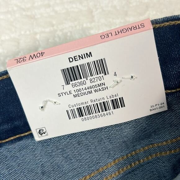 New! Alfani Straight Leg medium wash stretch blue jeans 40x32 - Picture 6 of 11